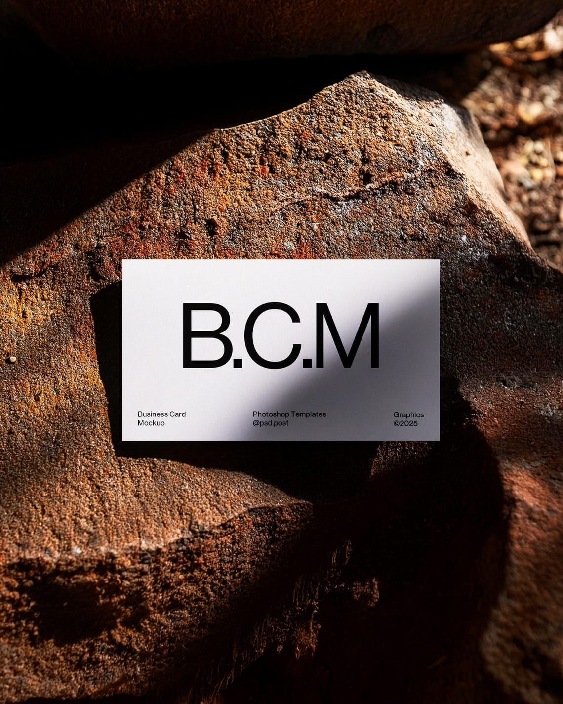 Business Card Mockup On Red Stone