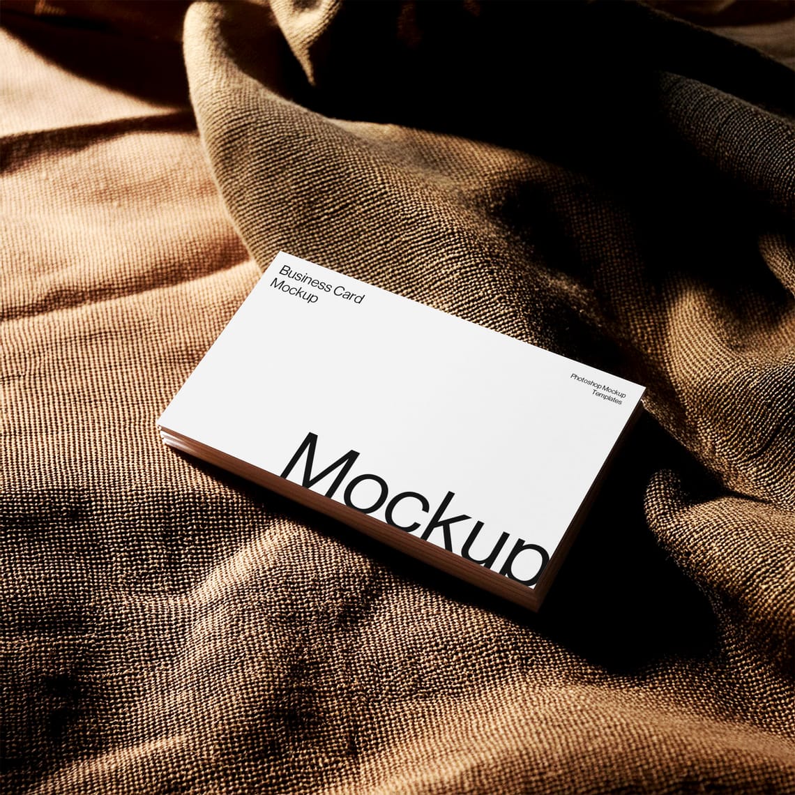 Business Card Mockup on Brown Fabric