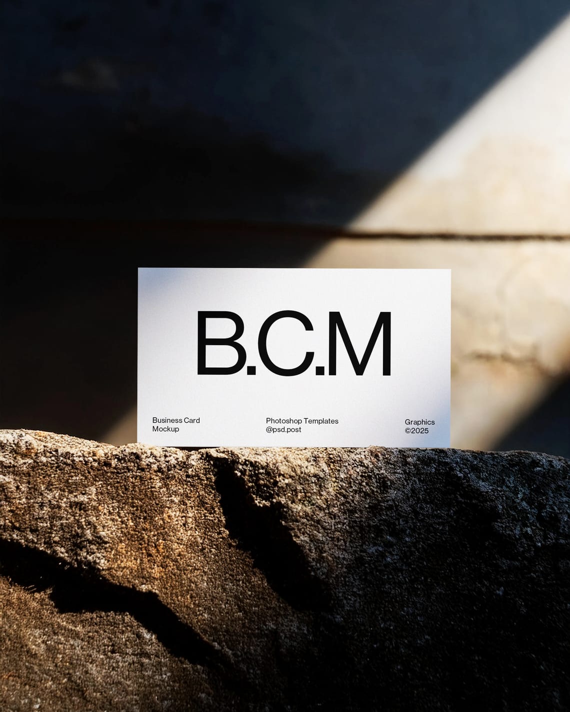 Focused Business Card Mockup On  Stone