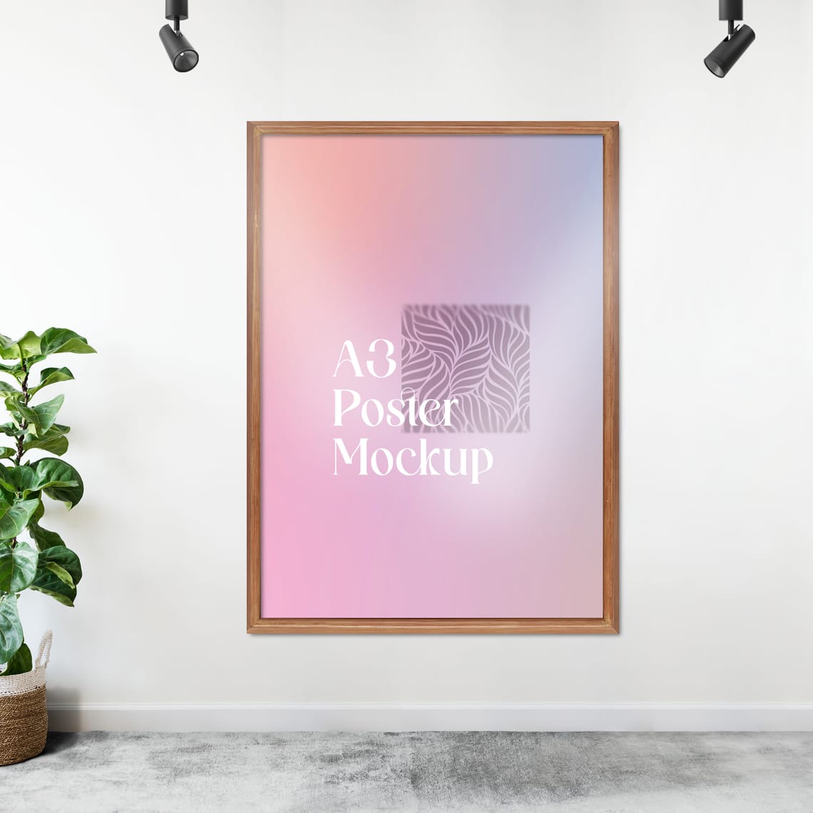 Interior A3 Frame Poster Mockup with Spotlight