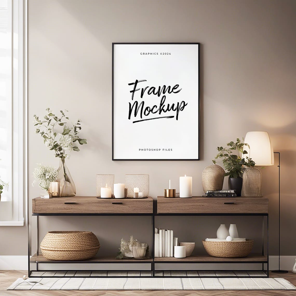 Natural Cozy Interior Frame Mockup