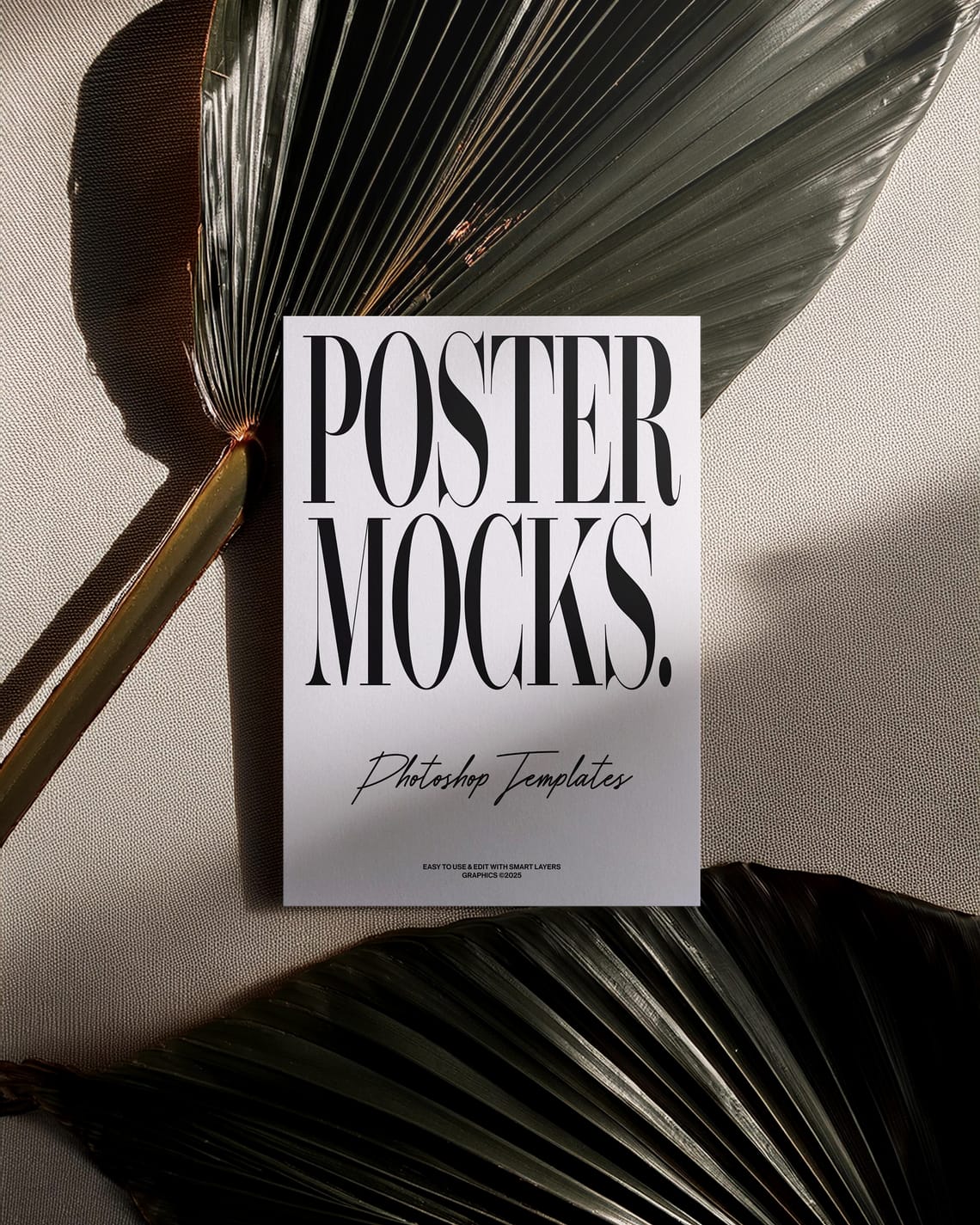 Poster Mockup on Dried Palm Leaves