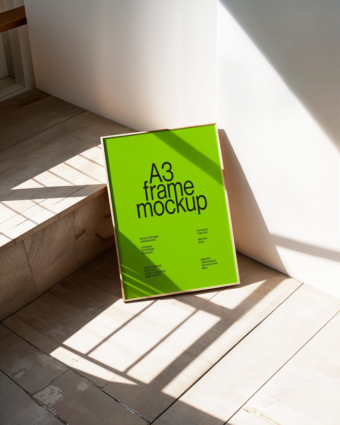 Realistic Wooden Frame Mockup