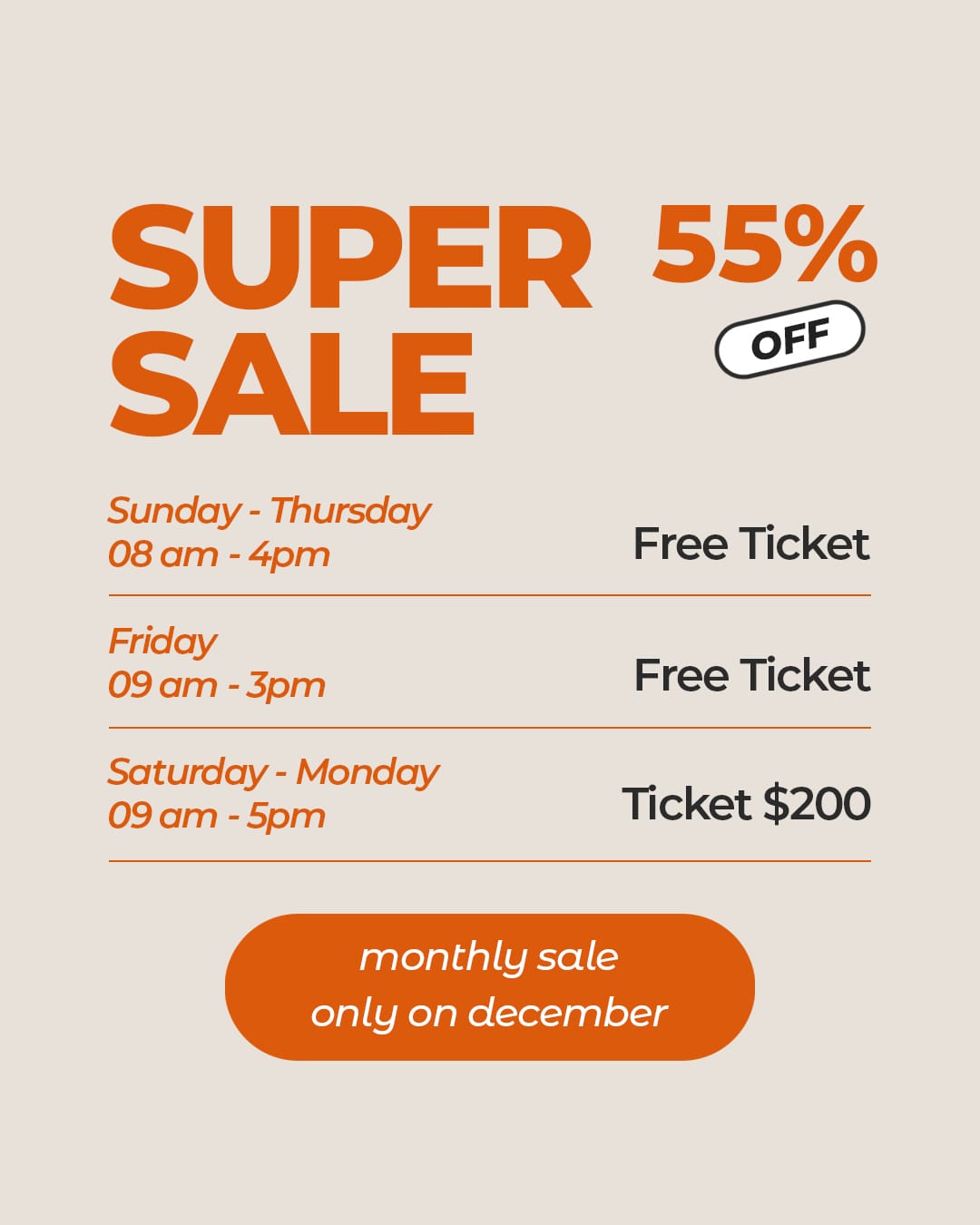 Super Sale Only On December