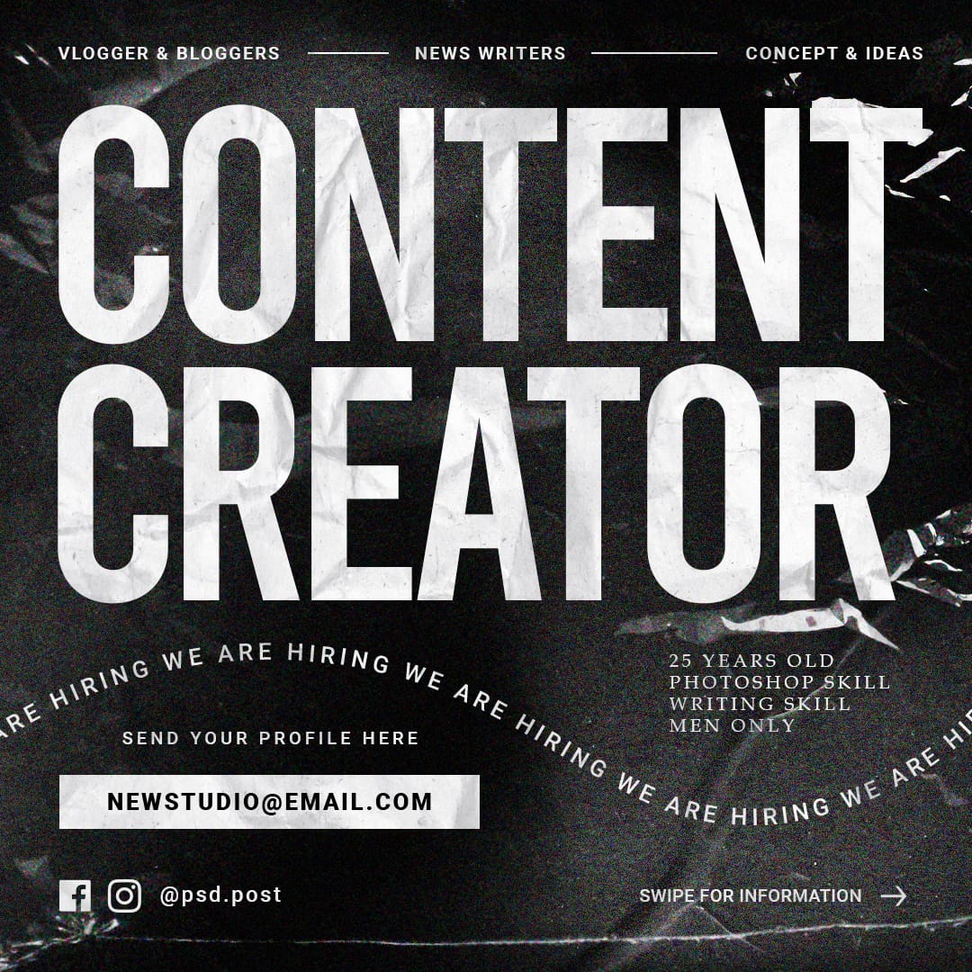 We Are Hiring Content Creator