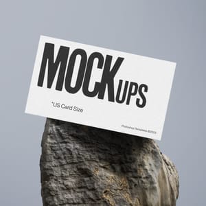 Business Card Mockup Standing on Stone