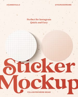 Customize Red Sticker Mockup for Instagram