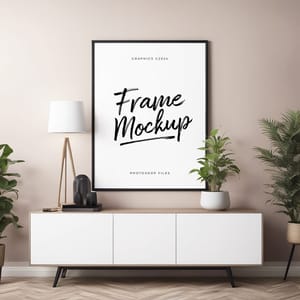 Interior Minimal Frame Mockup on Wall