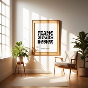 Interior Wood Frame Mockup with Natural Shadow