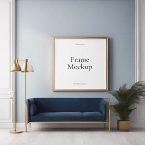 Minimal Blue Interior Frame Mockup