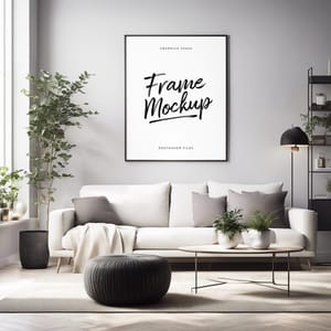 Modern Interior Frame Mockup on Wall