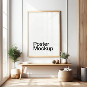 Realistic Wooden Frame Mockup with Reflection