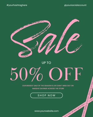 Sale Up to 50% Off With Green Background