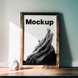 Stand Wooden Frame Mockup