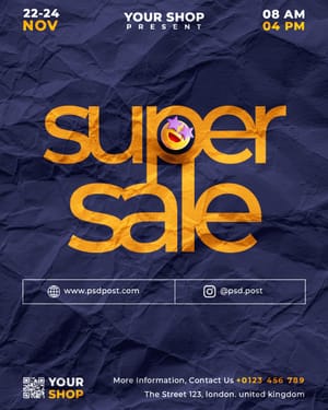 Super Sale With Wrinkled Paper Texture