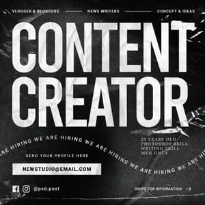 We Are Hiring Content Creator