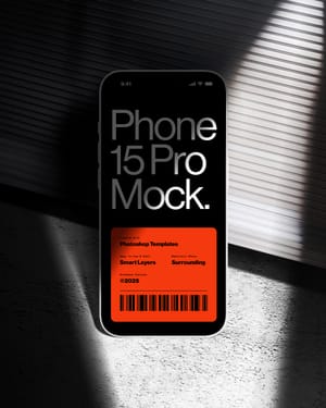 iPhone 15 Pro Mockup on Rolling Door